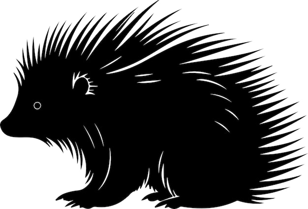 Ilustración vectorial de silueta de puercoespín Con fondo blanco