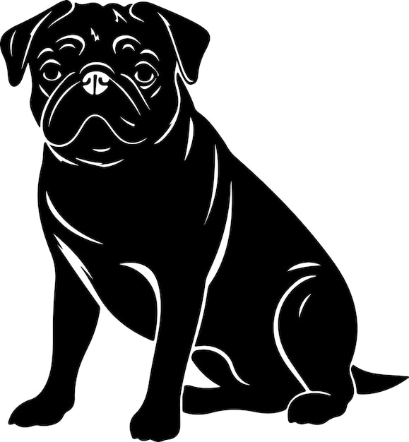 Vector ilustración vectorial de silueta de pug fondo blanco