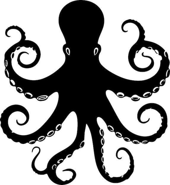 Ilustración vectorial de silueta de pulpo Con fondo blanco