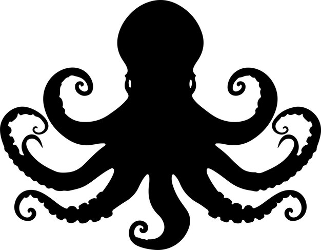 Ilustración vectorial de silueta de pulpo Con fondo blanco