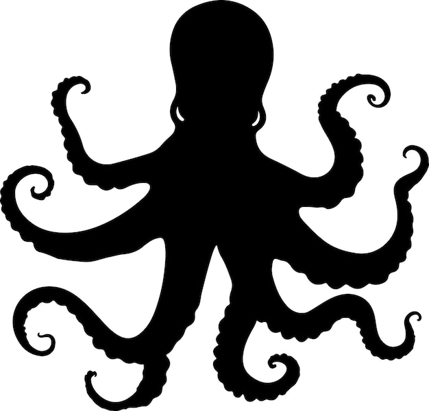 Ilustración vectorial de silueta de pulpo Con fondo blanco