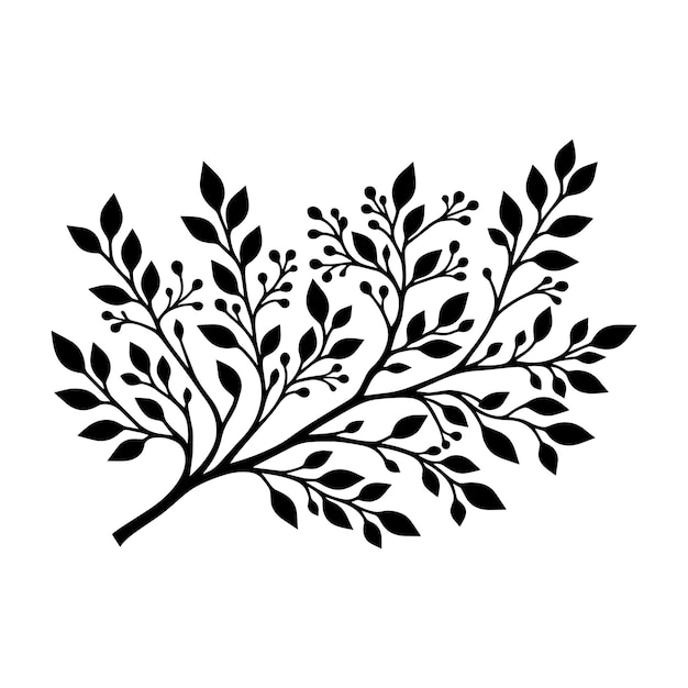 Ilustración vectorial de la silueta de una rama de árbol aislada sobre un fondo blanco