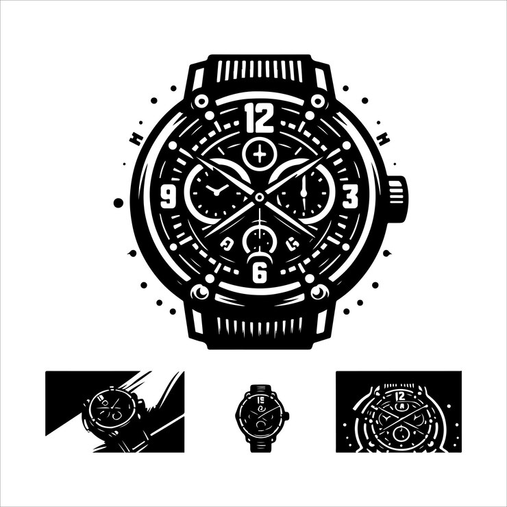 Vector ilustración vectorial de la silueta de un reloj de época