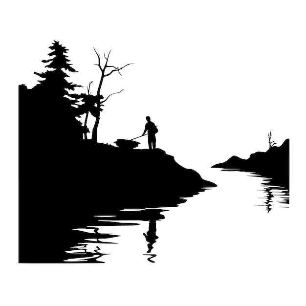 Ilustración vectorial de la silueta del río Icono y signo de la siluata del río