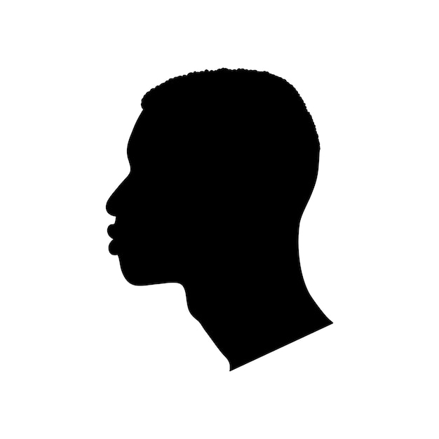 Ilustración vectorial de la silueta del rostro de un joven afroamericano