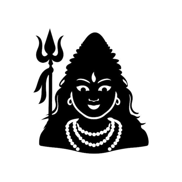 Ilustración vectorial de la silueta del rostro de Lord Shiva
