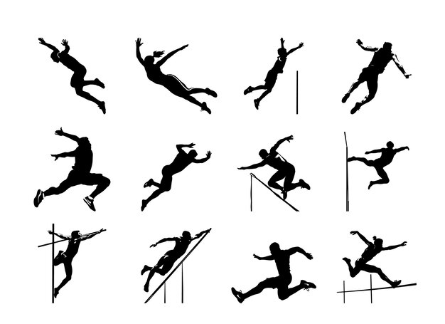 Ilustración vectorial de silueta de salto en alto