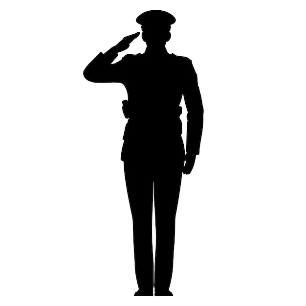 Vector ilustración vectorial de la silueta del saludo del soldado
