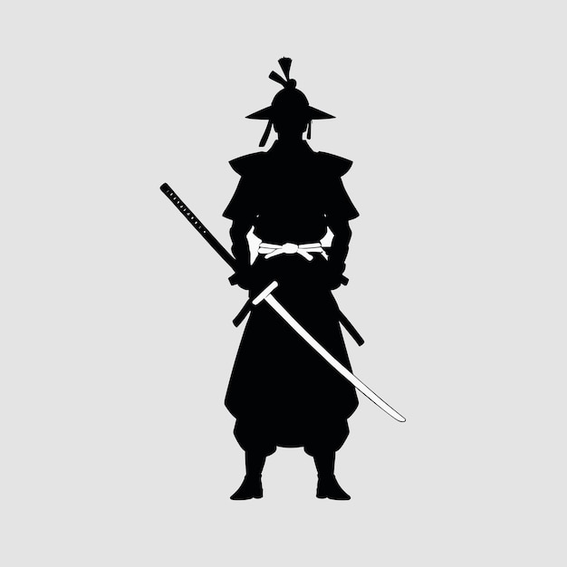 Ilustración vectorial de la silueta de un samurai