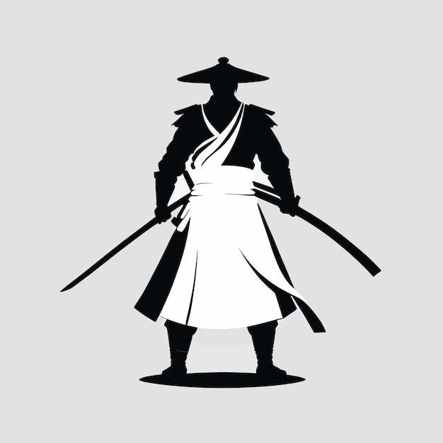 Ilustración vectorial de la silueta de un samurai