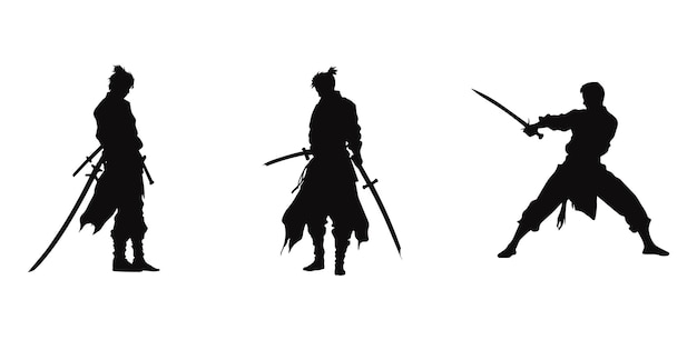 Ilustración vectorial de la silueta de un samurai