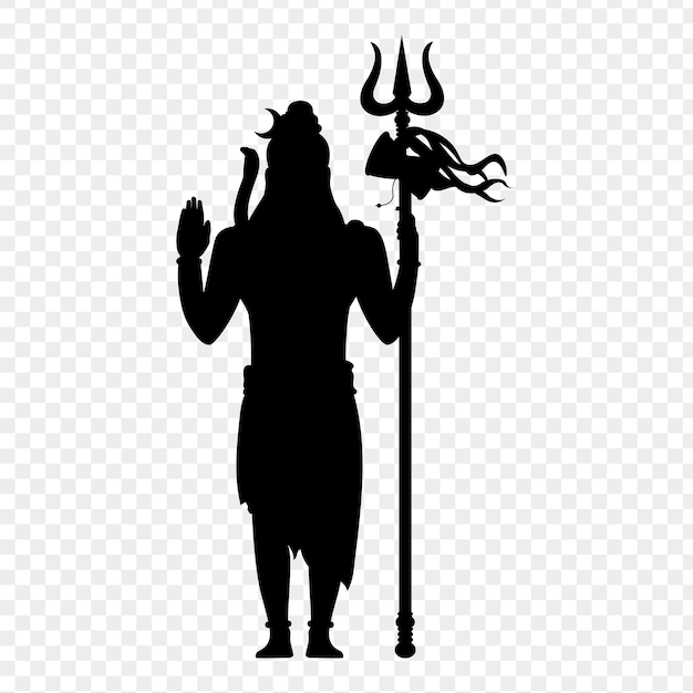 Ilustración vectorial de la silueta del Señor Shiva en un fondo transparente