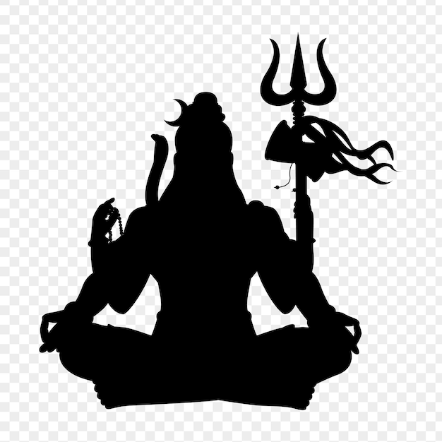 Ilustración vectorial de la silueta del Señor Shiva en un fondo transparente