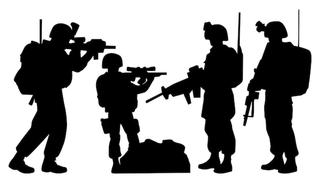 Ilustración vectorial de la silueta del soldado