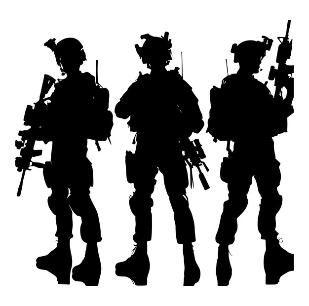 Ilustración vectorial de la silueta del soldado