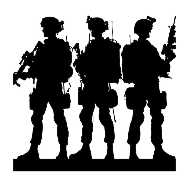 Ilustración vectorial de la silueta del soldado