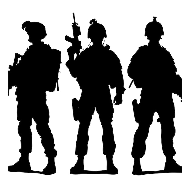 Ilustración vectorial de la silueta del soldado