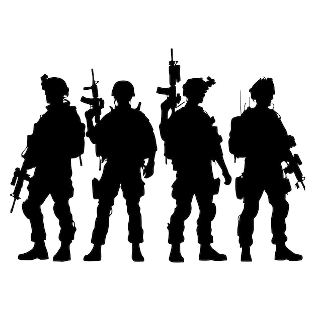 Ilustración vectorial de la silueta del soldado