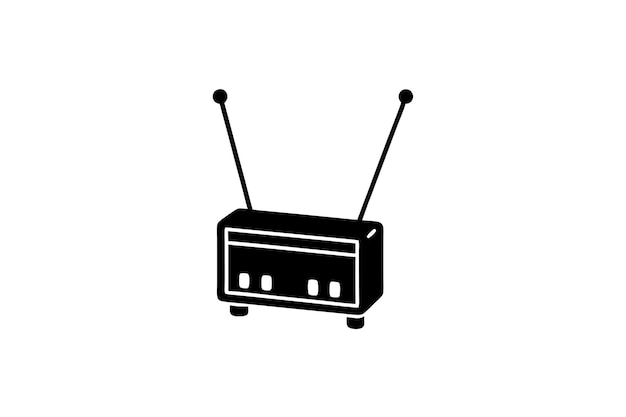 Una ilustración vectorial de la silueta de un theremin antiguo sobre un fondo blanco