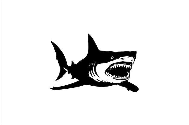 Ilustración vectorial de silueta de tiburón Diferentes tipos de tiburones Una silueta negra Vector
