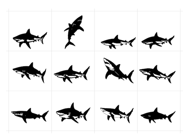 Ilustración vectorial de la silueta de un tiburón