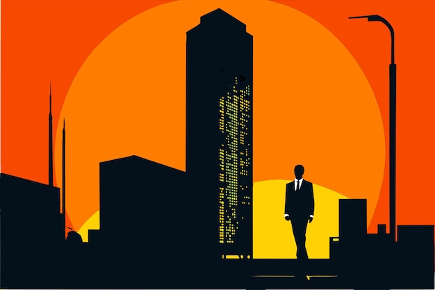 Ilustración vectorial de la silueta de la torre de la oficina