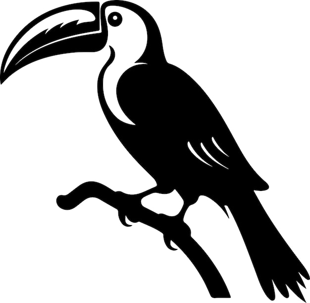 Ilustración vectorial de silueta de tucano Con fondo blanco