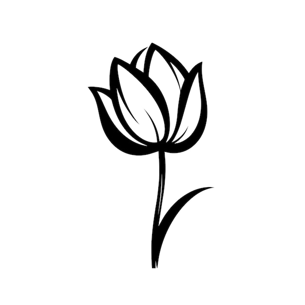Ilustración vectorial de la silueta del tulipán Icono y signo de la silhouette del tulipán