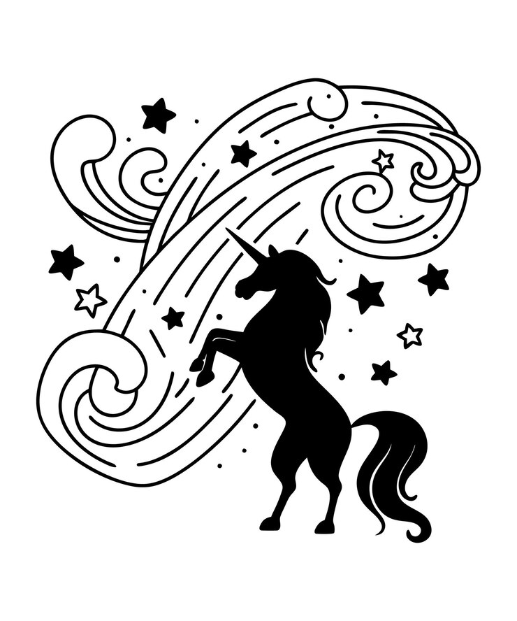 Vector ilustración vectorial de la silueta de un unicornio