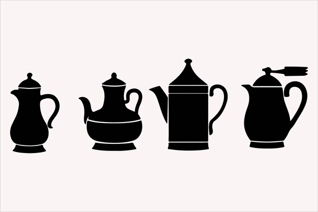 Ilustración vectorial de silueta de utensilios de cocina en un fondo blanco