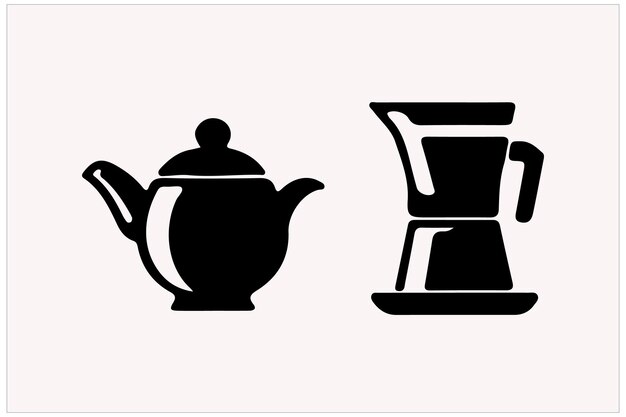 Ilustración vectorial de la silueta de los utensilios de cocina en un fondo blanco