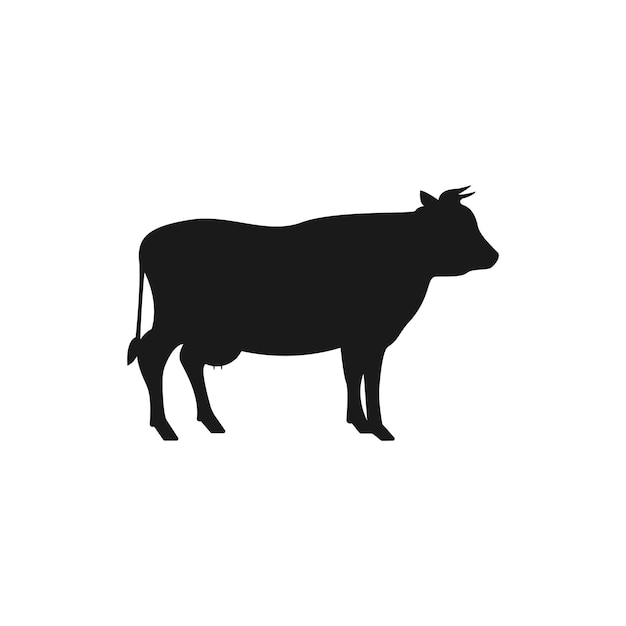 Ilustración vectorial de silueta de una vaca con fondo blanco