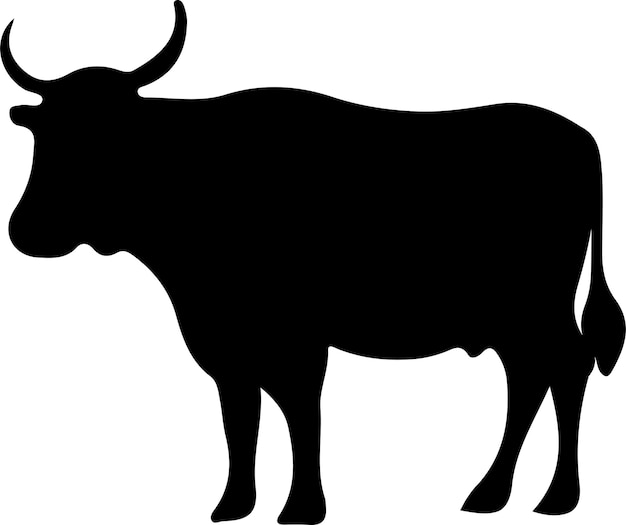 Ilustración vectorial de silueta de vaca con fondo blanco