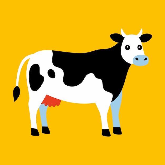 Ilustración vectorial de silueta de vaca de granja Diseño aislado