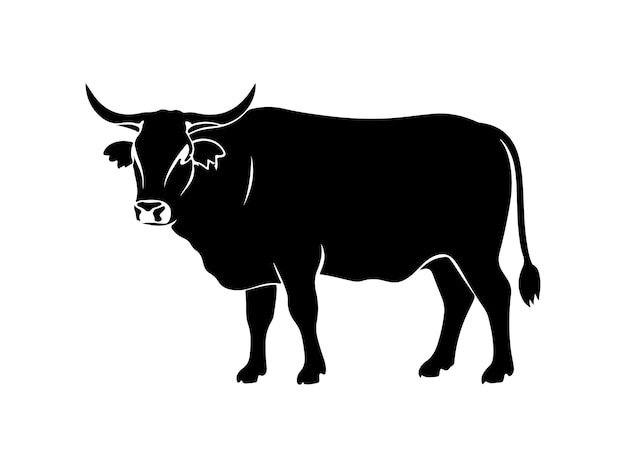 Ilustración vectorial de la silueta de la vaca