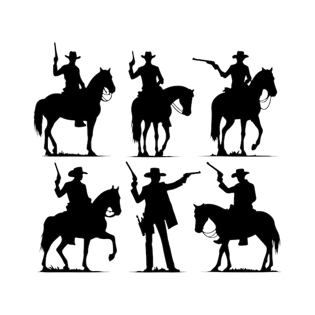 Ilustración vectorial de silueta de vaquero Bundle de SVG de vaquejo