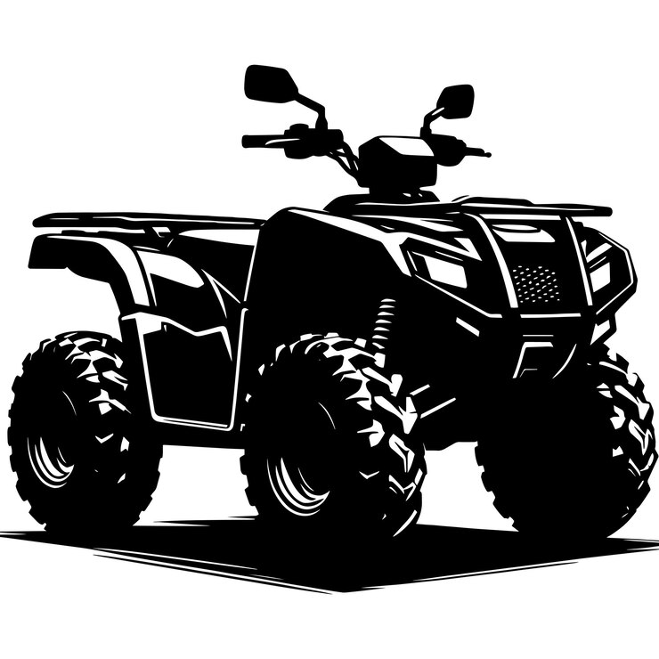 Vector ilustración vectorial de la silueta de un vehículo de bicicleta atv quad aislada sobre un fondo blanco