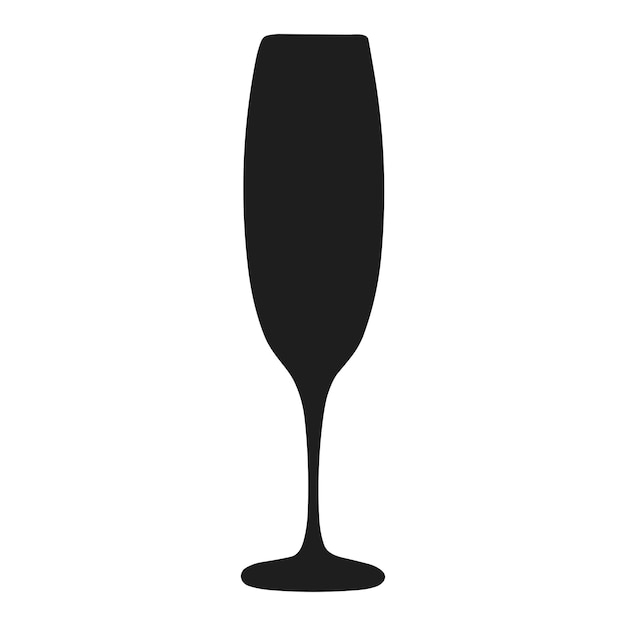 Ilustración vectorial de silueta de vidrio de champán minimalista