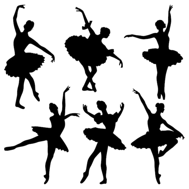 Ilustración vectorial de siluetas de baile de ballet
