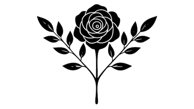 Ilustración vectorial de siluetas de elementos florales
