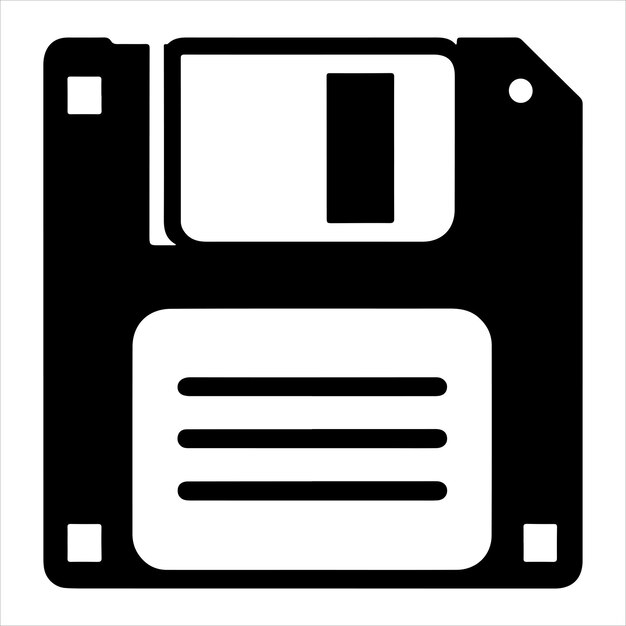 Ilustración vectorial de las siluetas de los iconos de los disquetes