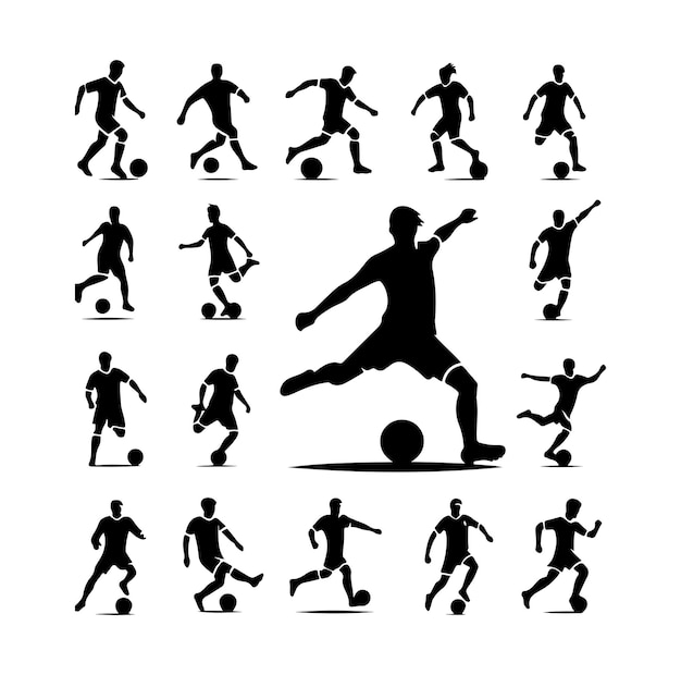 Ilustración vectorial de las siluetas de los jugadores de fútbol