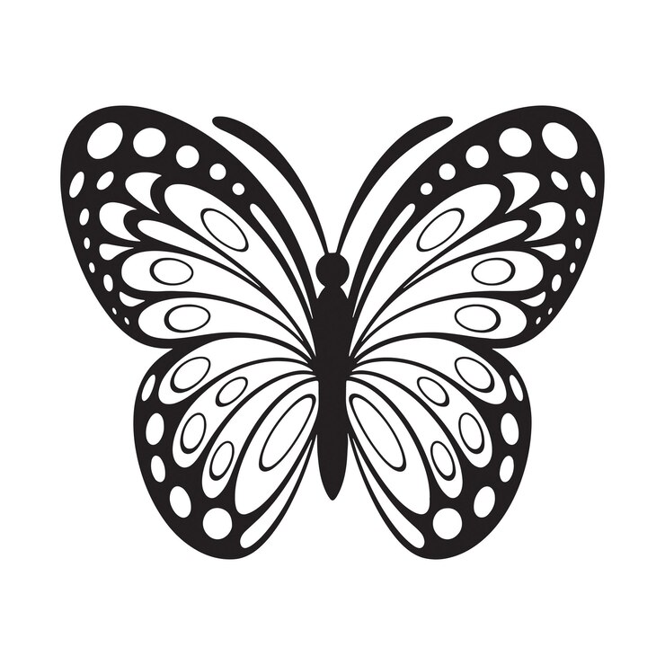 Ilustración vectorial de siluetas de mariposas aisladas sobre un fondo blanco