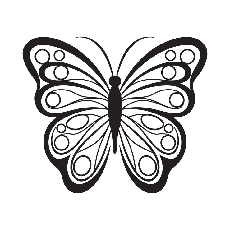 Ilustración vectorial de siluetas de mariposas aisladas sobre un fondo blanco