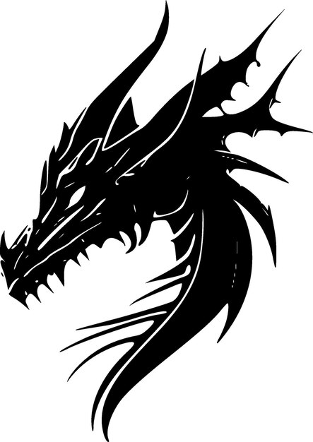 Vector ilustración vectorial de siluetas minimalistas y simples de dragones