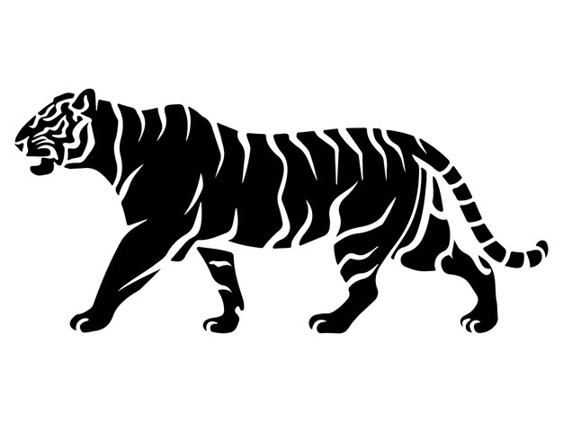 Ilustración vectorial de las siluetas del tigre negro