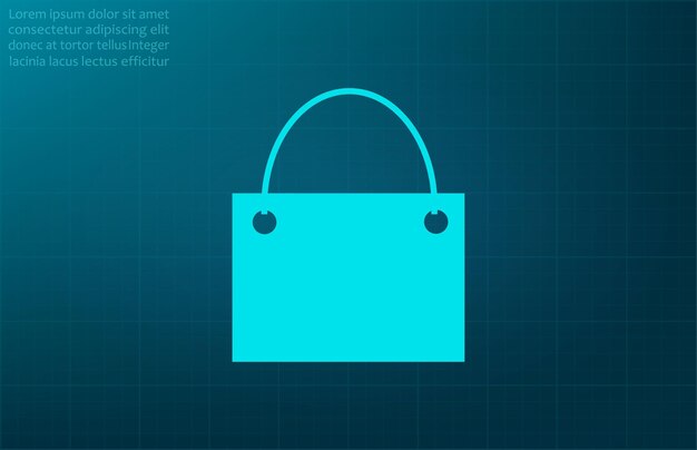 Ilustración vectorial del símbolo de la bolsa de compras de noticias en fondo azul Eps 10.