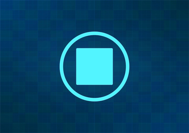 Ilustración vectorial del símbolo del botón de parada en fondo azul Eps 10