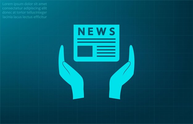 Ilustración vectorial del símbolo de la burbuja de noticias en el fondo azul Eps 10