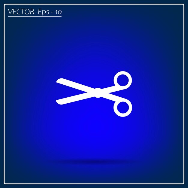 Ilustración vectorial del símbolo cortado con tijeras en un fondo azul EPS 10